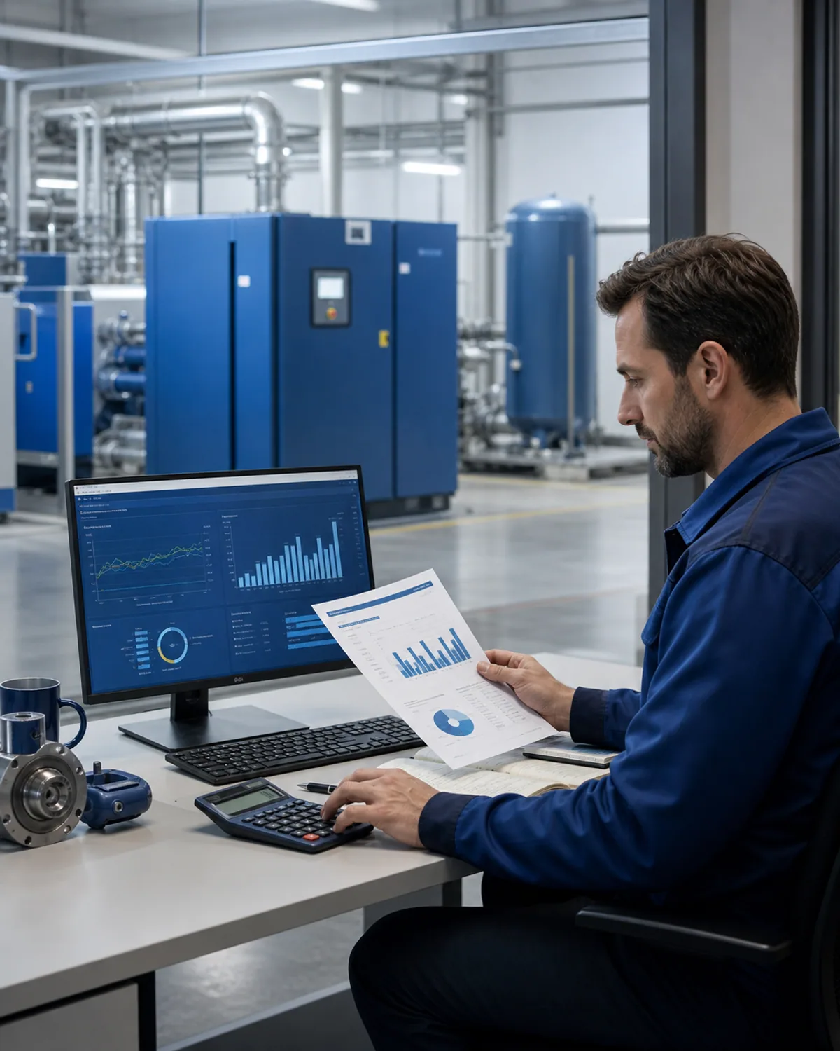 Energieauswertung einer Druckluftstation – illustrative Ansicht